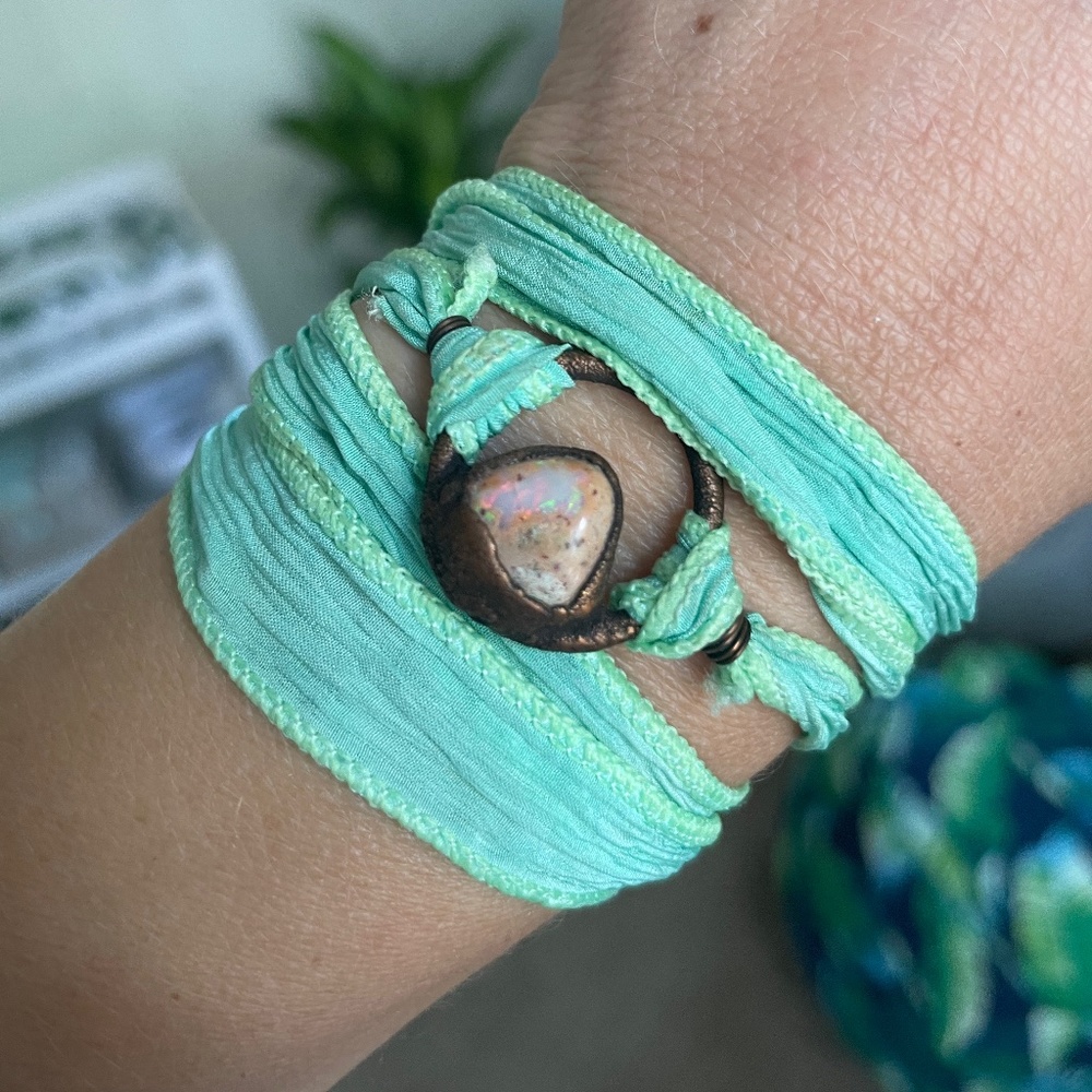 Fire Opal Electroform Wrap Bracelet - image 1